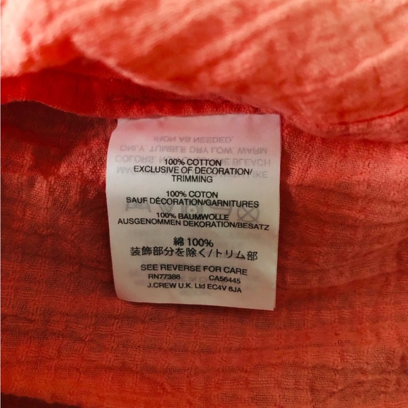 NWT J. Crew Beach Cover Up Tunic Dress in Salmon/ Neon Orange Size XS - Picture 7 of 7